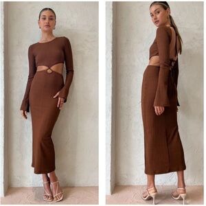 Rumer the Label Revolve NWT XL US 10 Chocolate Brown Oasis Midi Dress‎ Cutout